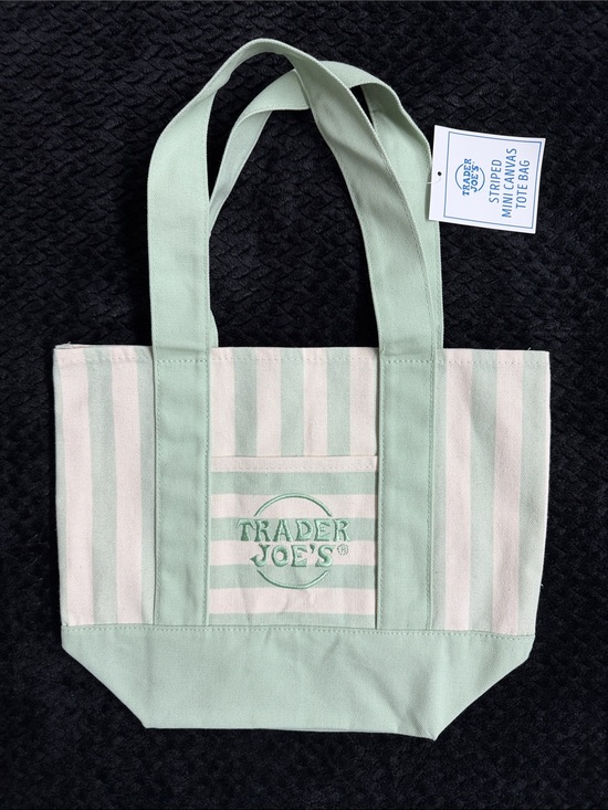 Trader Joe'S Other - Trader Joe's Mint Striped Mini Canvas Tote Bag